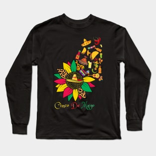 Cinco De Mayo Sunflower Happy Cinco De Mayo Mexican Fiesta Party Long Sleeve T-Shirt